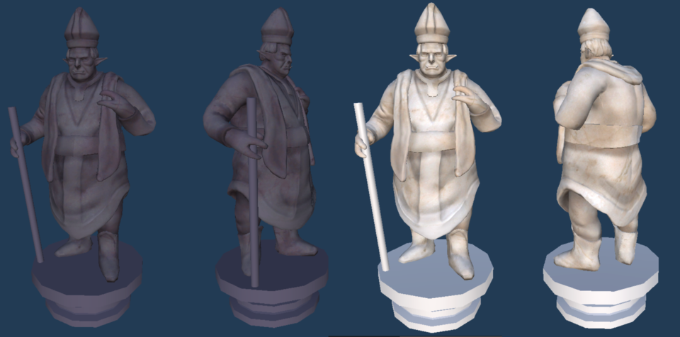 black and white version of bishop character 3d model