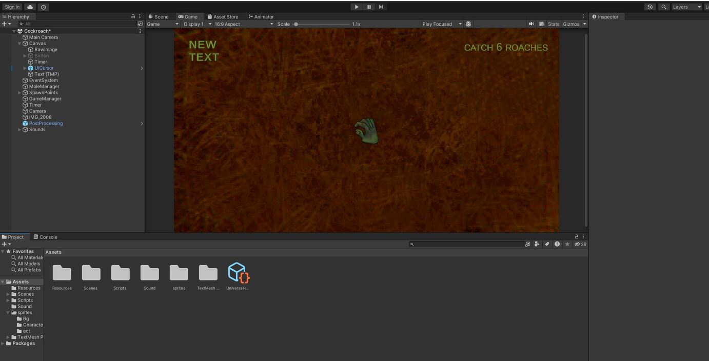 lab rate catch the roaches game in unity editor