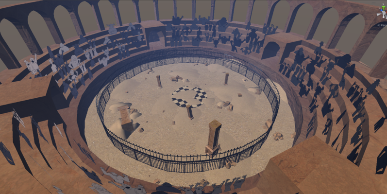 top view of orcs gambit environment in unity editor
