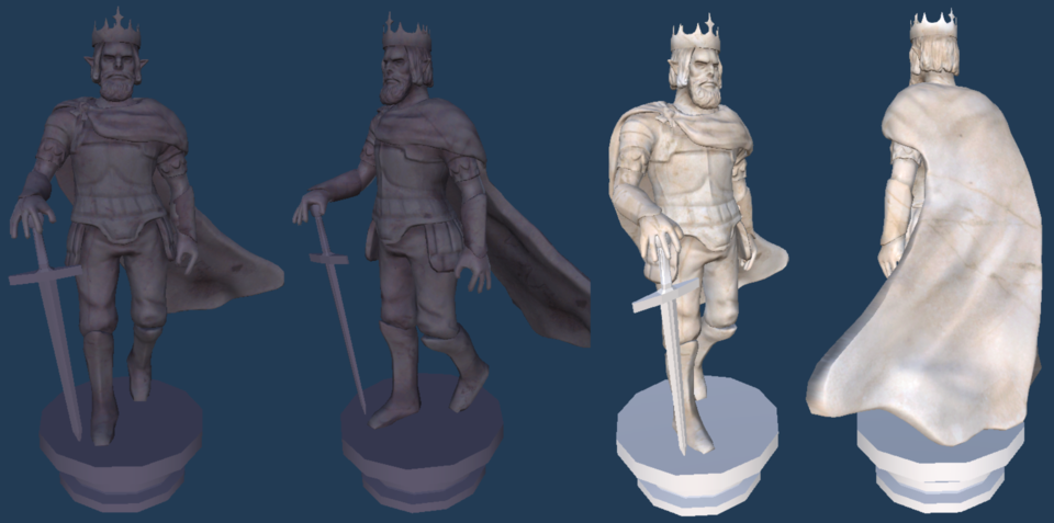 black and white version of king character 3d model