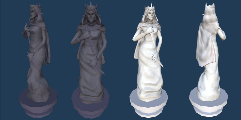 black and white version of queen character 3d model