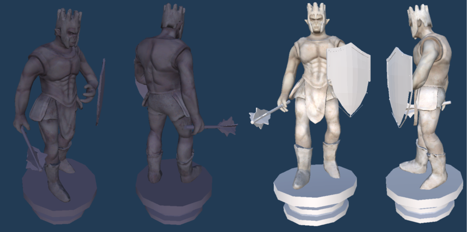 black and white version of rook character 3d model
