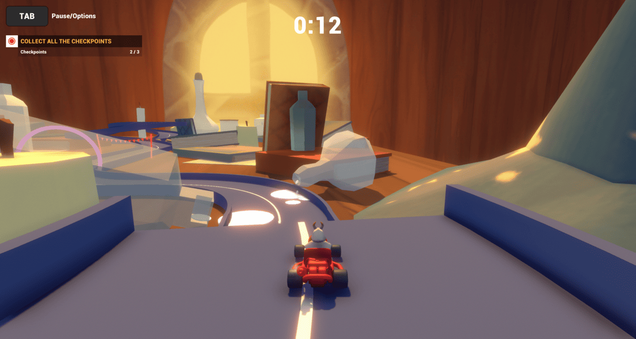 driving on elevating platform in go kart game