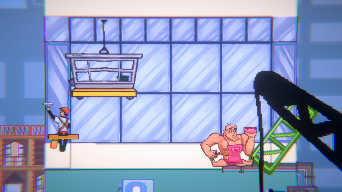 gameplay of the character falling down in clench