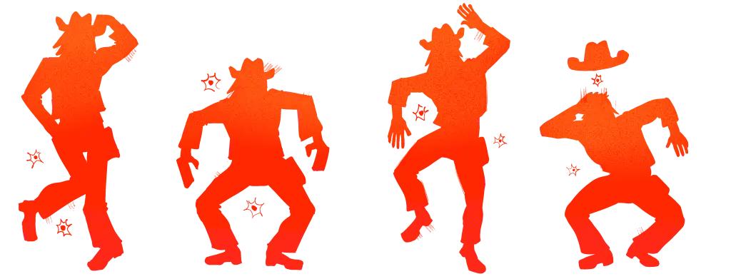 Cowboy Dodging Bullets