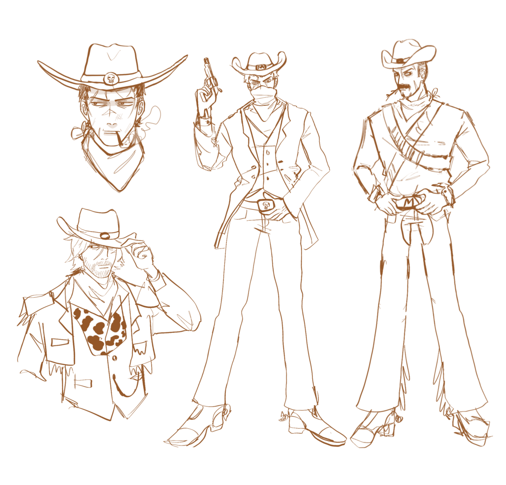 4 outlaw character concepts for yeehaw