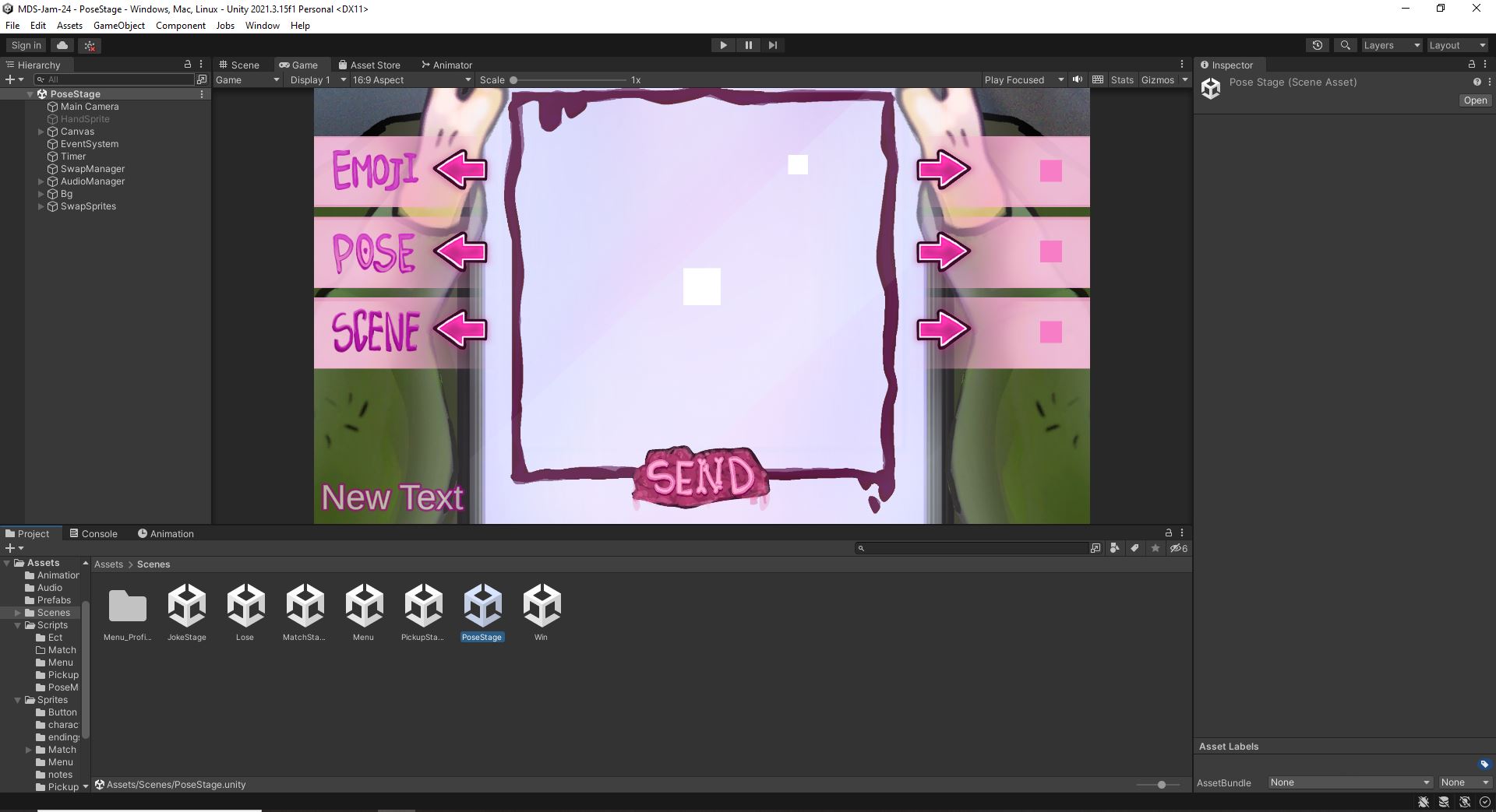 zombae send a pic scene in unity editor
