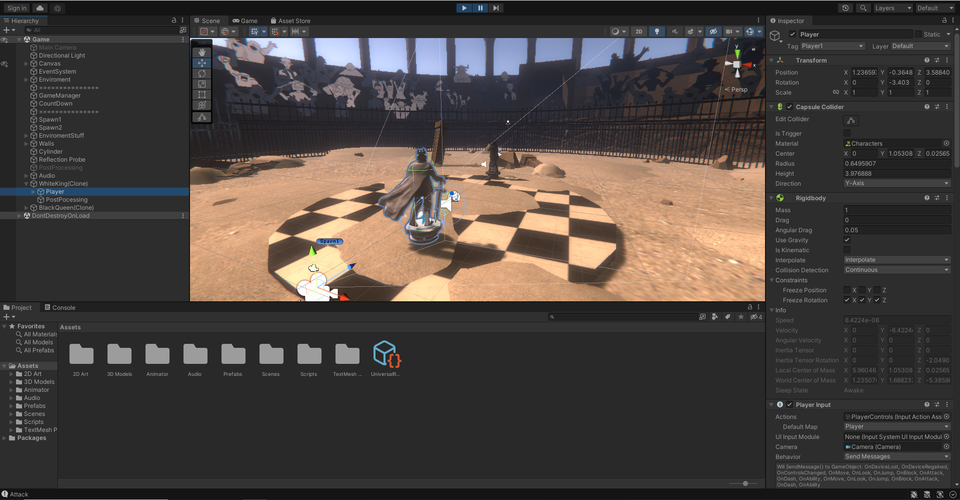 orcs gambit main game scene in unity editor